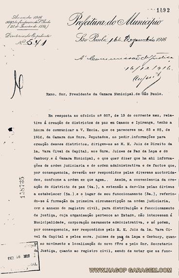 criação do distrito de paz de osasco 1916 processo